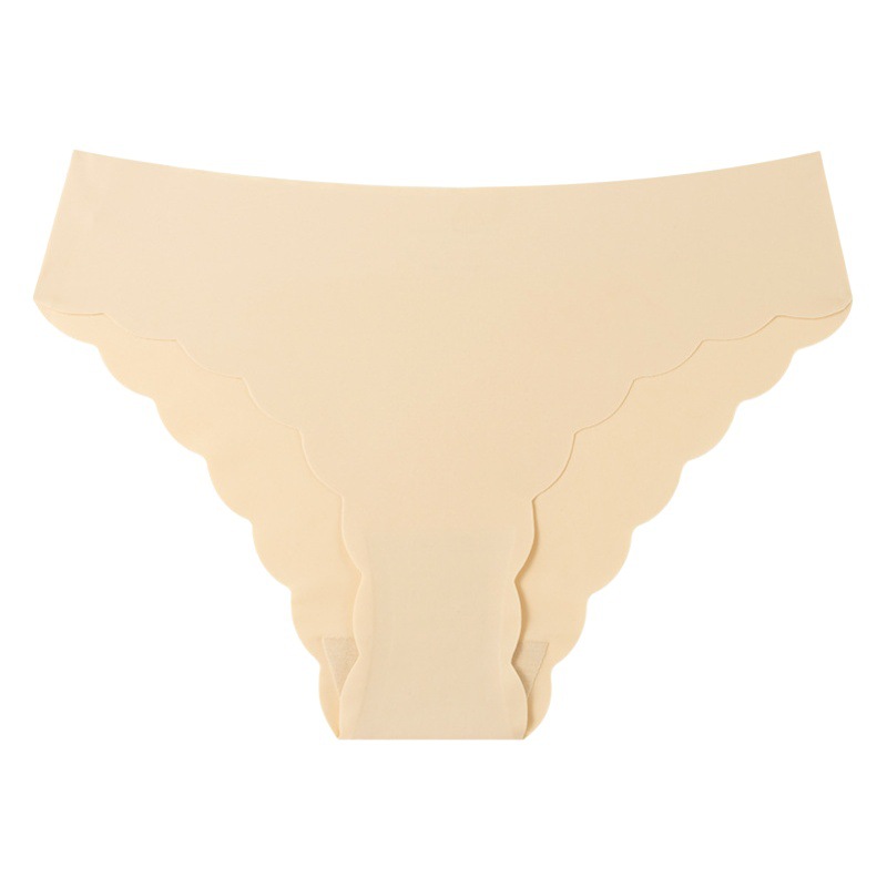 Cross-Border Foreign Trade Large Size Underwear Wavy Edge Low-Waist Breathable Nylon Briefs Ice Silk Invisible Women's Seamless Underwear