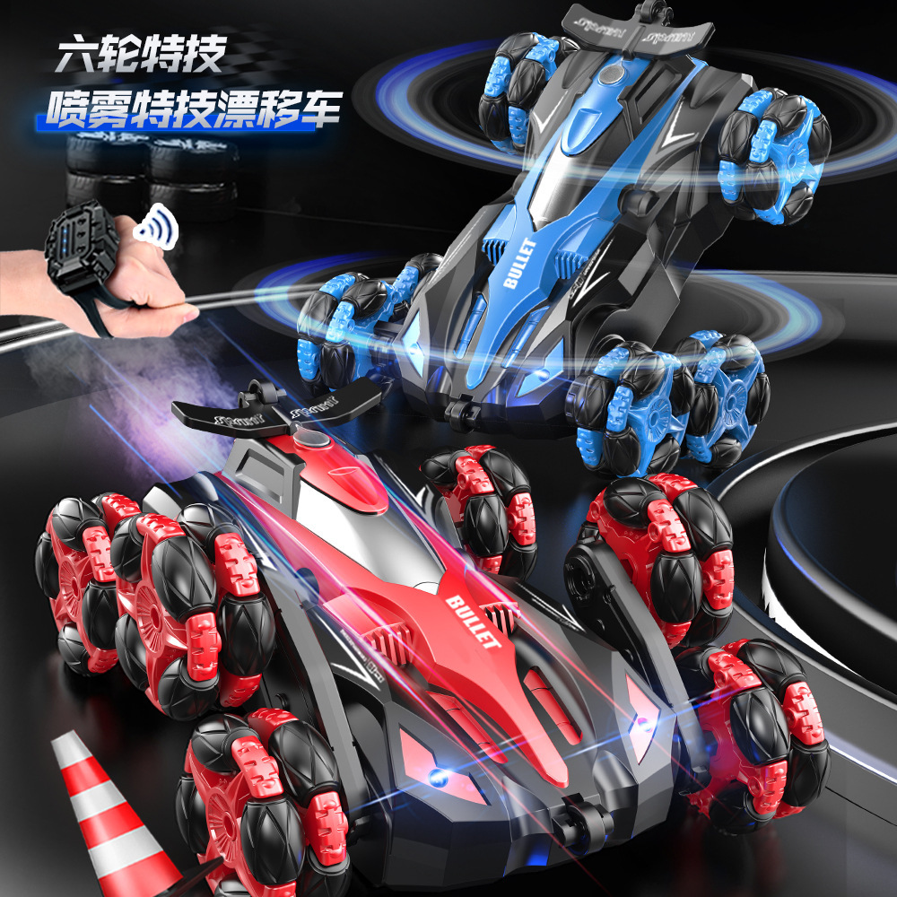 Cross-border six-wheel swing arm remote control car gesture sensor car drift stunt car light music climbing car boy toy