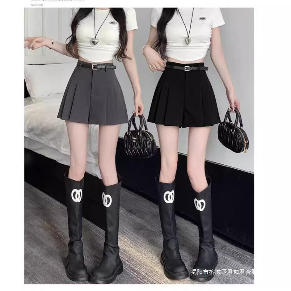 Elegant Suit Culottes Women's 2024 Spring and Summer New Loose High Waist Pleated A- line Pants Slimming Wide Leg Casual Culottes