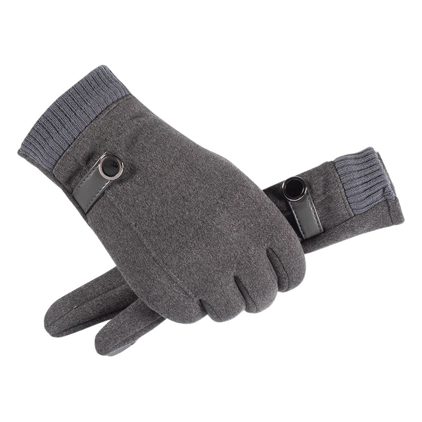 Men's winter windproof warm fleece-lined Luokou outdoor riding rabbit fur velvet sports cycling touch screen fashion gloves
