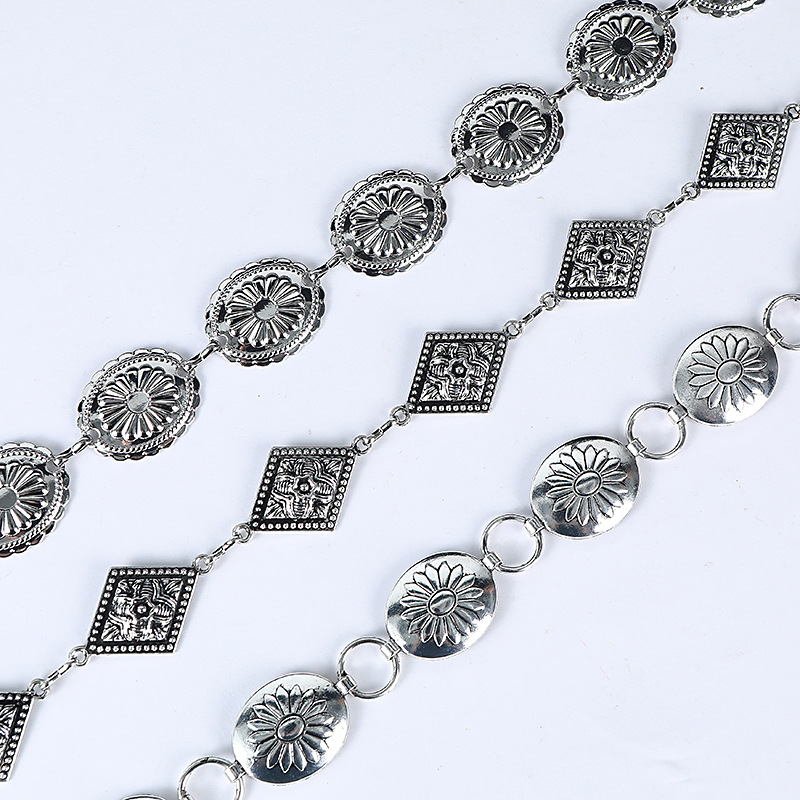 Carved ethnic style retro metal waist chain women's high-end dress belt women's versatile decorative pants chain wholesale