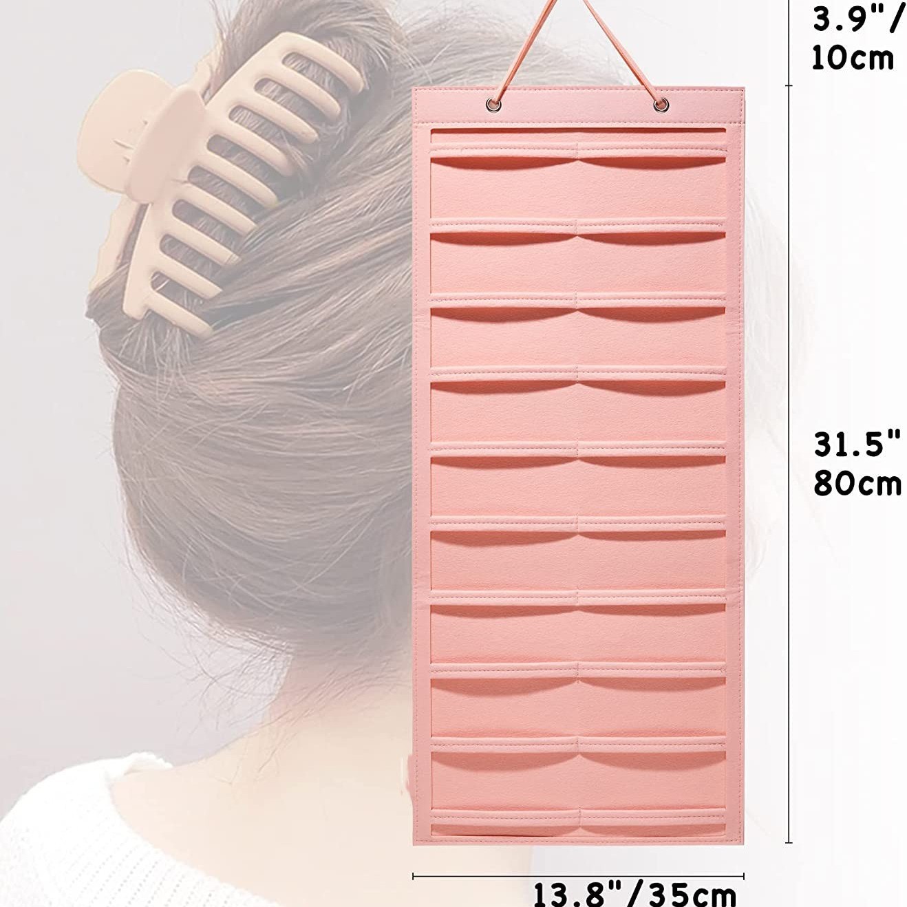 Picture of Hair Clip Display Claw Clip Organize Storage Box Storage Bag Wall Hanging Headwear Storage Bag Felt Hair Clip Storage