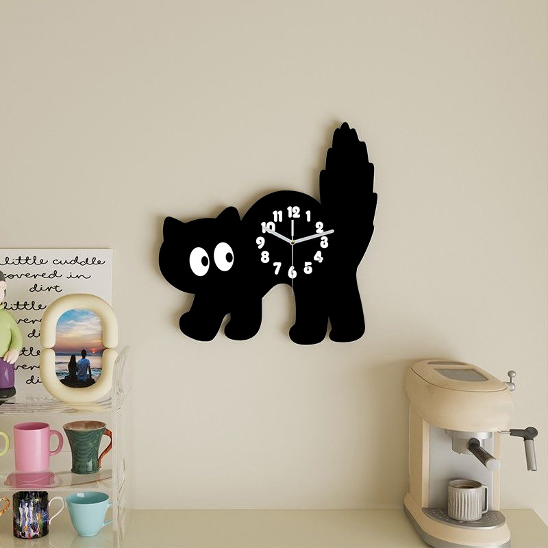 Picture of Cute Cartoon Fun Cat Creative Clock Home Silent Acrylic Clock Living Room Room Decorative Wall Clock