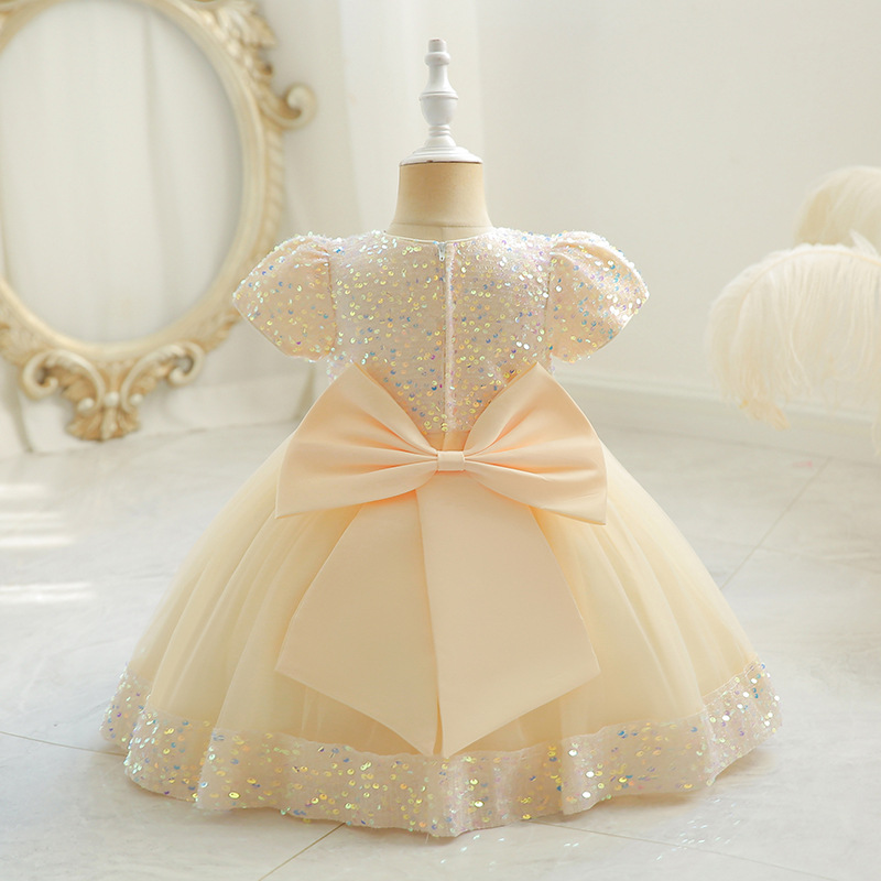 Picture of Amazon children's dress sequins children's dress puffy mesh princess dress baby girl's one-year-old banquet girl dress