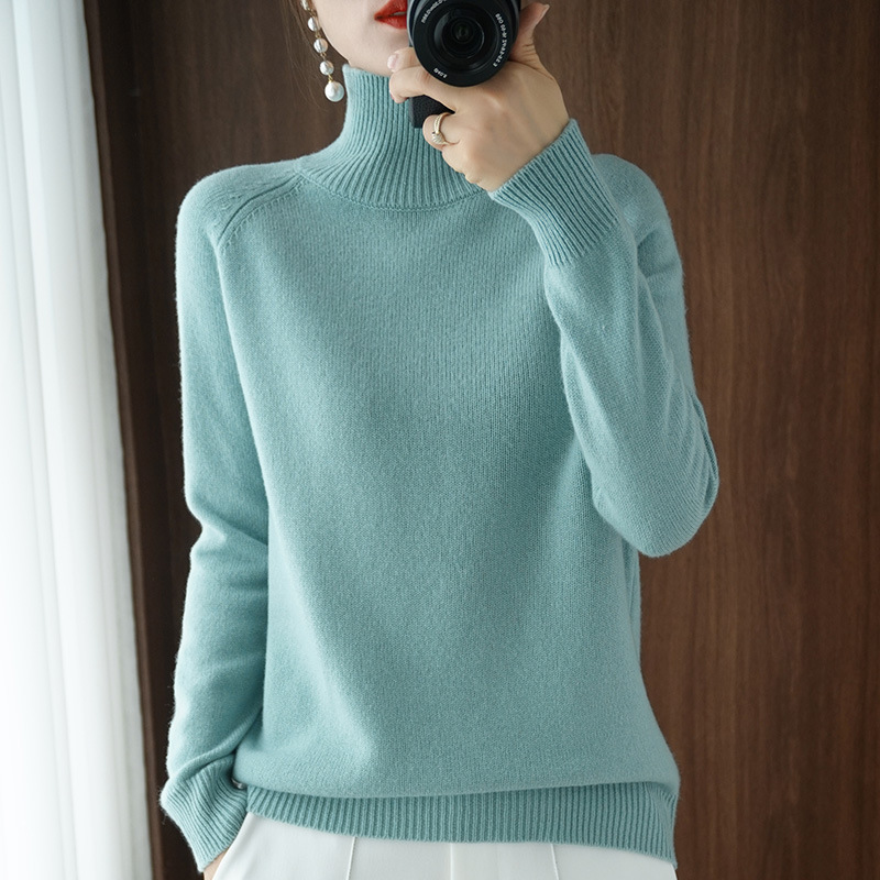 Picture of Stand Collar Sweater Women's Autumn and Winter New 2025 Thick Korean Style Women's Pure Color Pullover Loose Knitted Long-Sleeved Bottoming