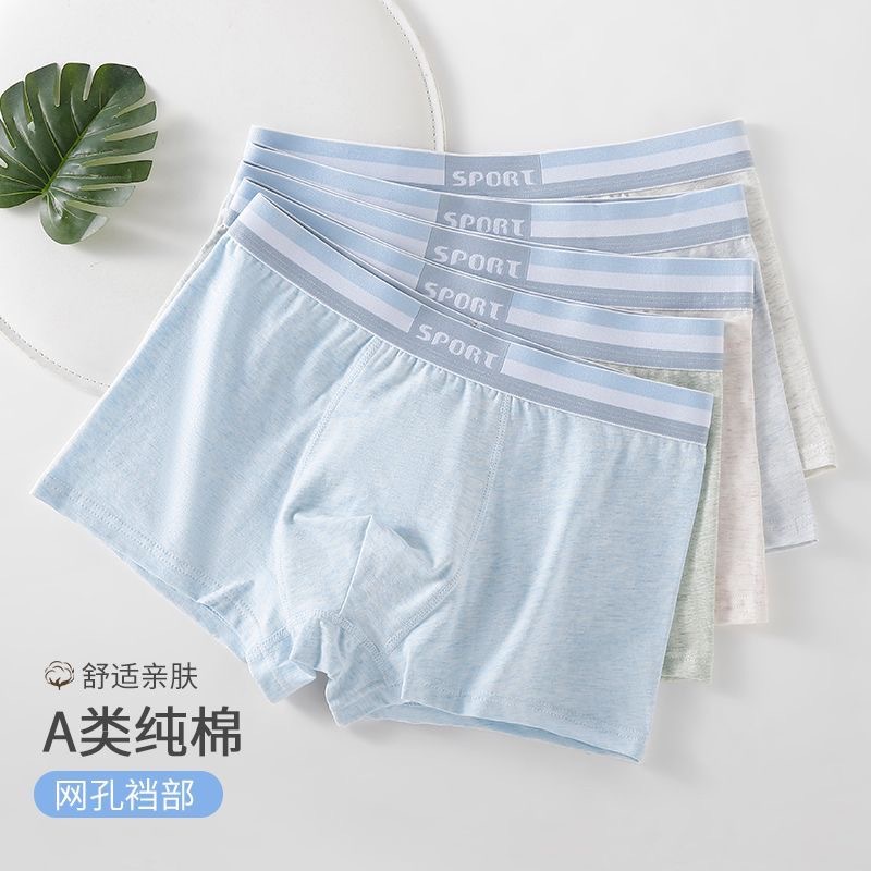 Youth underwear boys developmental junior high school students seamless pure cotton 15-year-old middle and big children cotton flat boxer shorts head
