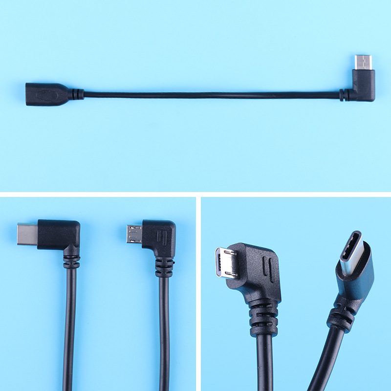 Picture of TYPE-C male and female extension line left bend right bend fast charge line Mike female elbow line TYPE-C data line