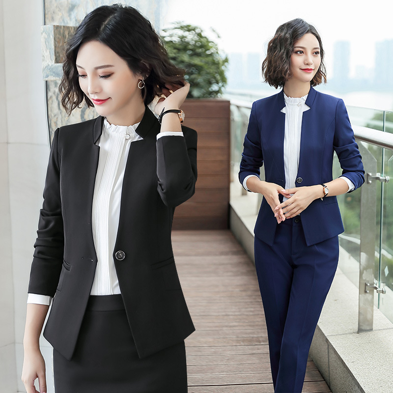 No-Iron Long-Sleeved Suit Suit for Women's Professional Interview Formal Suit Jacket Women's Slim Work Clothes Commuting
