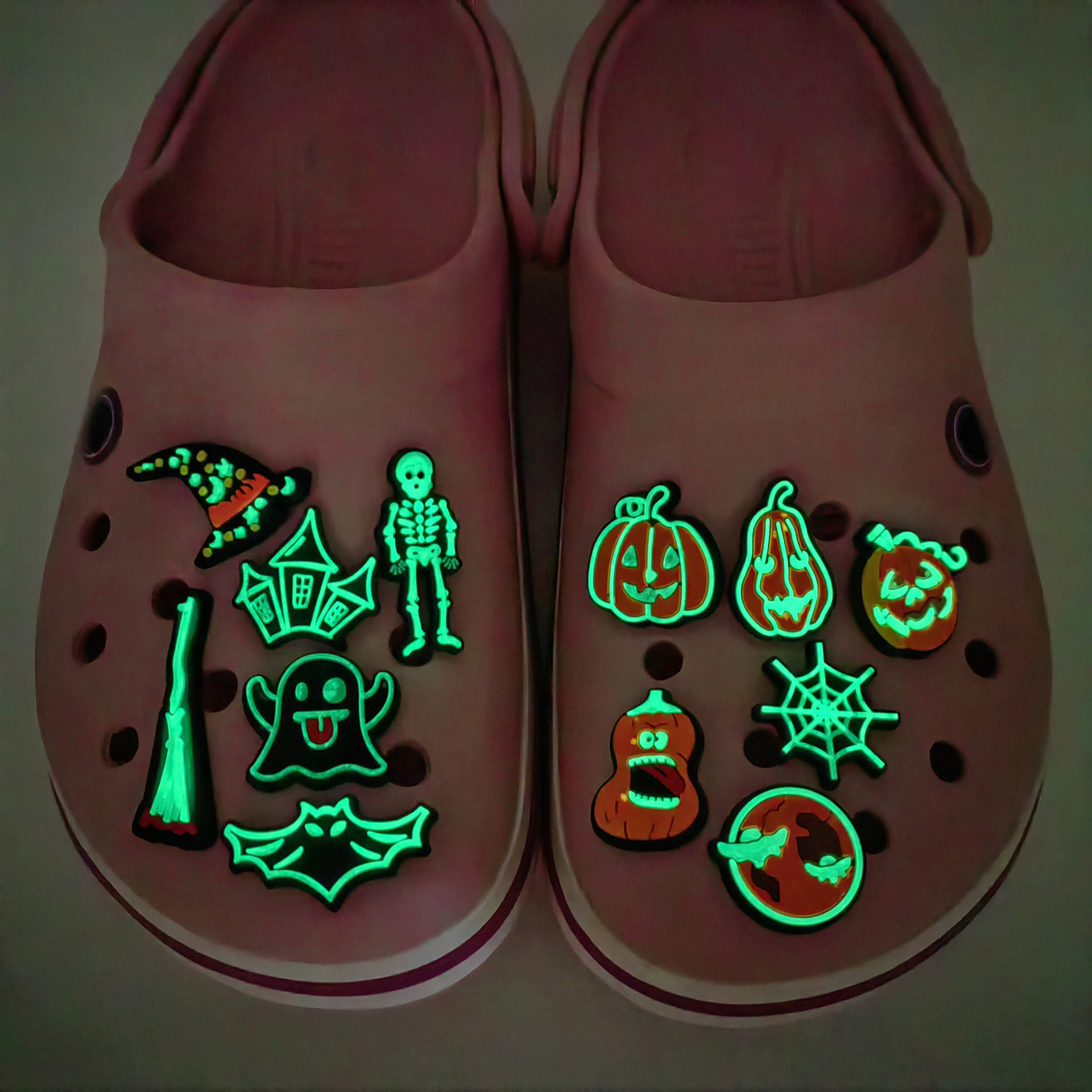 Picture of 12 suit Cartoon Luminous Halloween Cave Shoes Shoes Flower Shoe Buckle DIY Halloween Gift Sandals Accessories