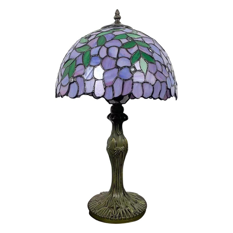 Cross-border New Violet 12-inch Table Lamp Pastoral Study Bedside Table Eye Protection Table Lamp Tiffany Living Room Decorative Lamp
