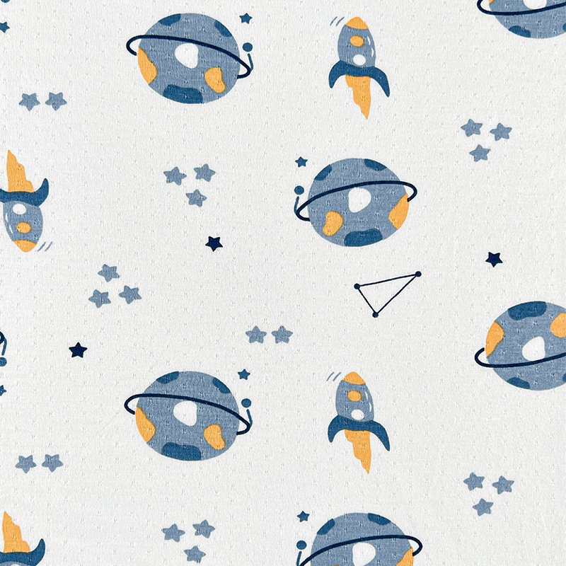 Picture of Cool Bamboo Fiber Fabric Jacquard Idea Fabric Cartoon Printed Baby Sweatshirt Short Sleeve Anti-mosquito Pants T-shirt Fabric