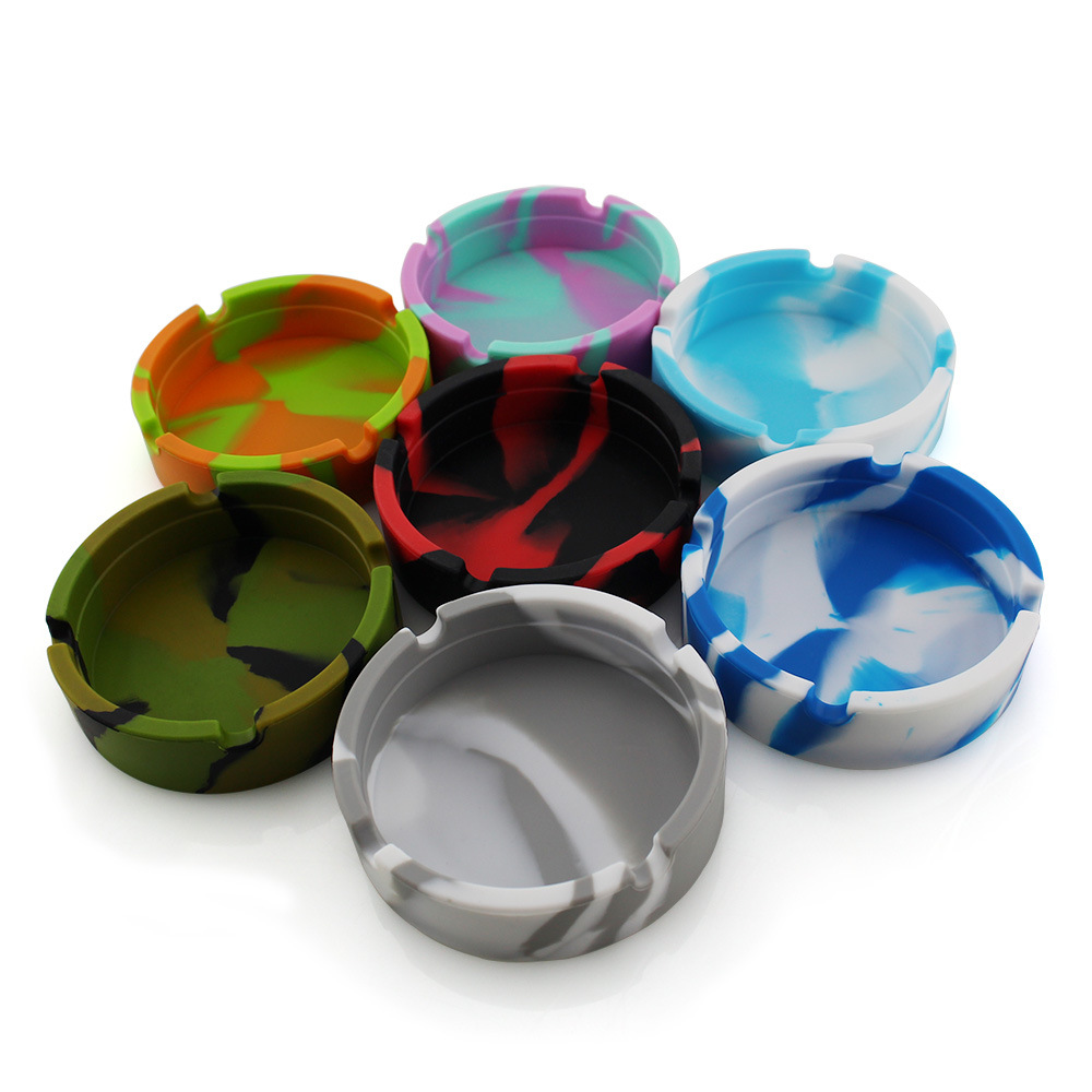 Picture of New silicone round ashtray camouflage mixed color psychedelic ashtray ashtray ashtray Cup printing logo ashtray