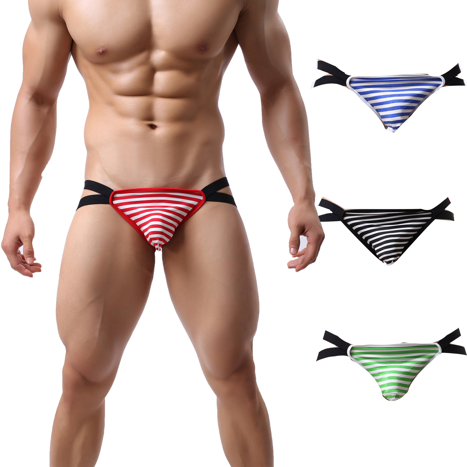 Factory wholesale striped men's underwear fashion black and white double pants/T pants low waist sexy pants