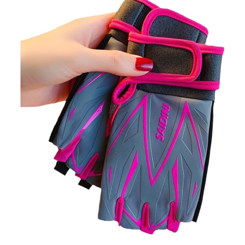 Fitness Gloves Women's Summer Half-section Thin Sunscreen Non-slip Ice Silk Driving Leakage Half-finger Cycling Gloves Women
