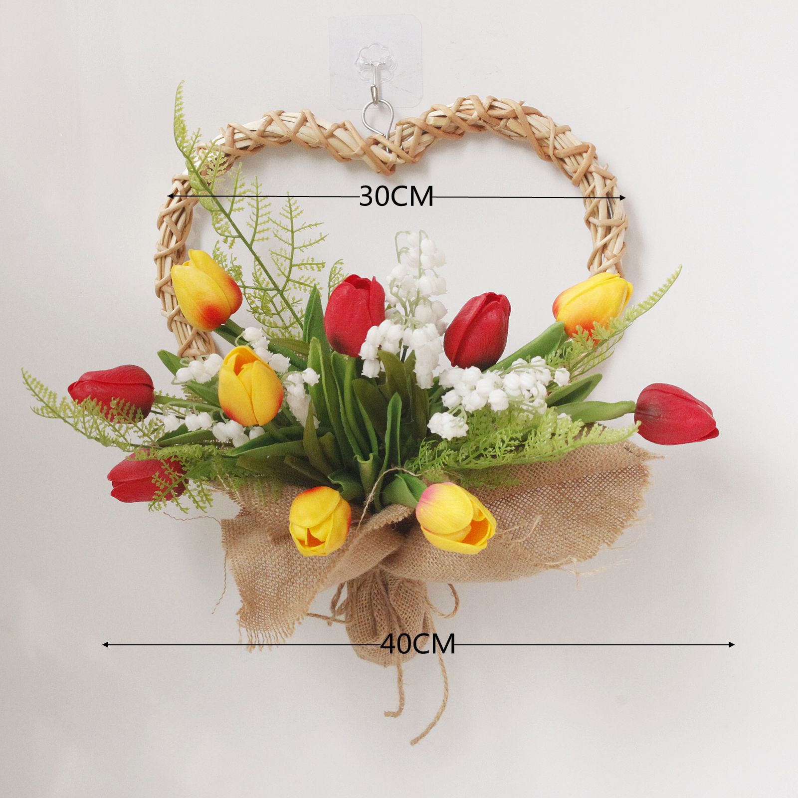 Picture of Amazon Spring New Tulip Red Rose Carnation Love Garland Wall Hanging Door Decoration Valentine's Day Mother's Day