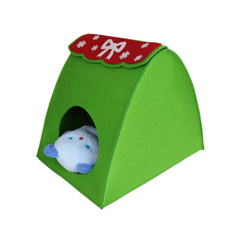 Picture of Creative Color Matching Green Cat Nest Felt Bag Home Living Room Office Business Gift Bag Thickeneded Felt Cat Nest