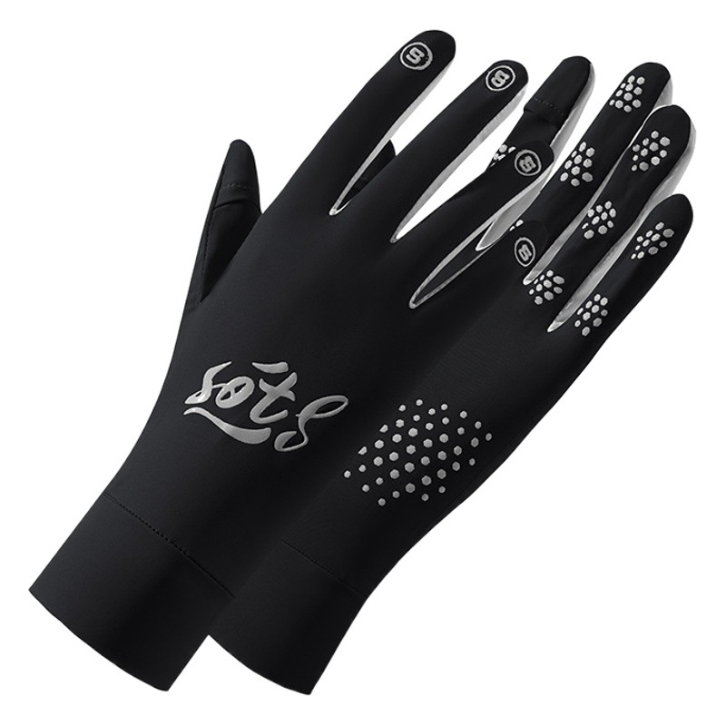 Summer sun protection women's ice silk nylon UV protection flip electric car riding non-slip outdoor gloves