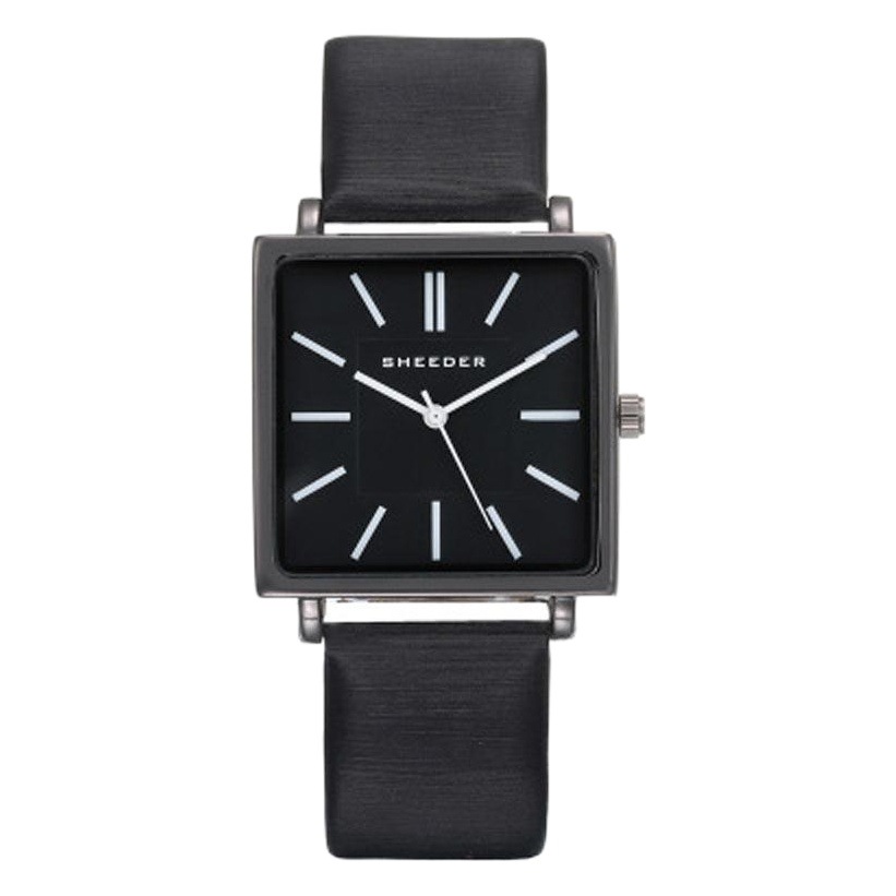 TikTok Internet Popular Black Watch ins Style Light Luxury Retro Fashion Women's Quartz Watch Belt Watch Small Square Plate Wristwatch