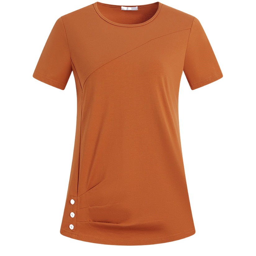 Solid Color Short-sleeved T-shirt Women's 2023 Summer New Middle-aged Mother Large Size Women's Loose Fashion T-shirt Top Clothes