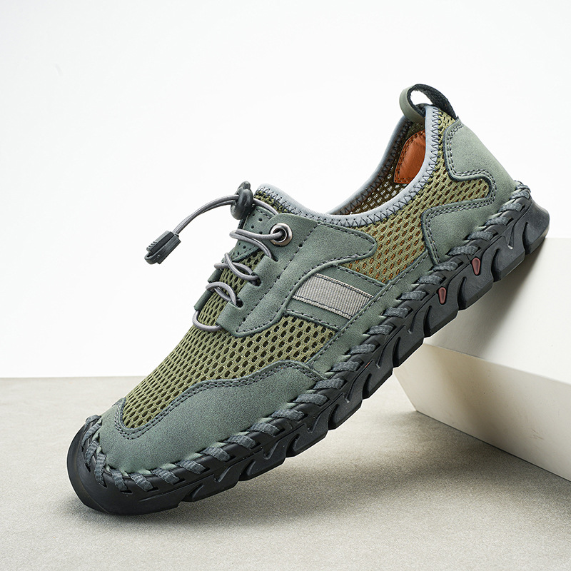 2025 Summer Cross-Border Plus Size Men's Sandals Breathable Hollow Casual Mesh Shoes Sports Mesh Quick Drying Hiking Shoes