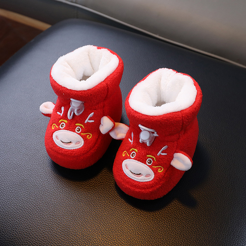Newborn Infant Cotton Shoes Warm Autumn and Winter Thickened fleece-lined Mao Mao Shoes Foot Protection Cover Anti-falling Baby Soft Sole Toddler Shoes