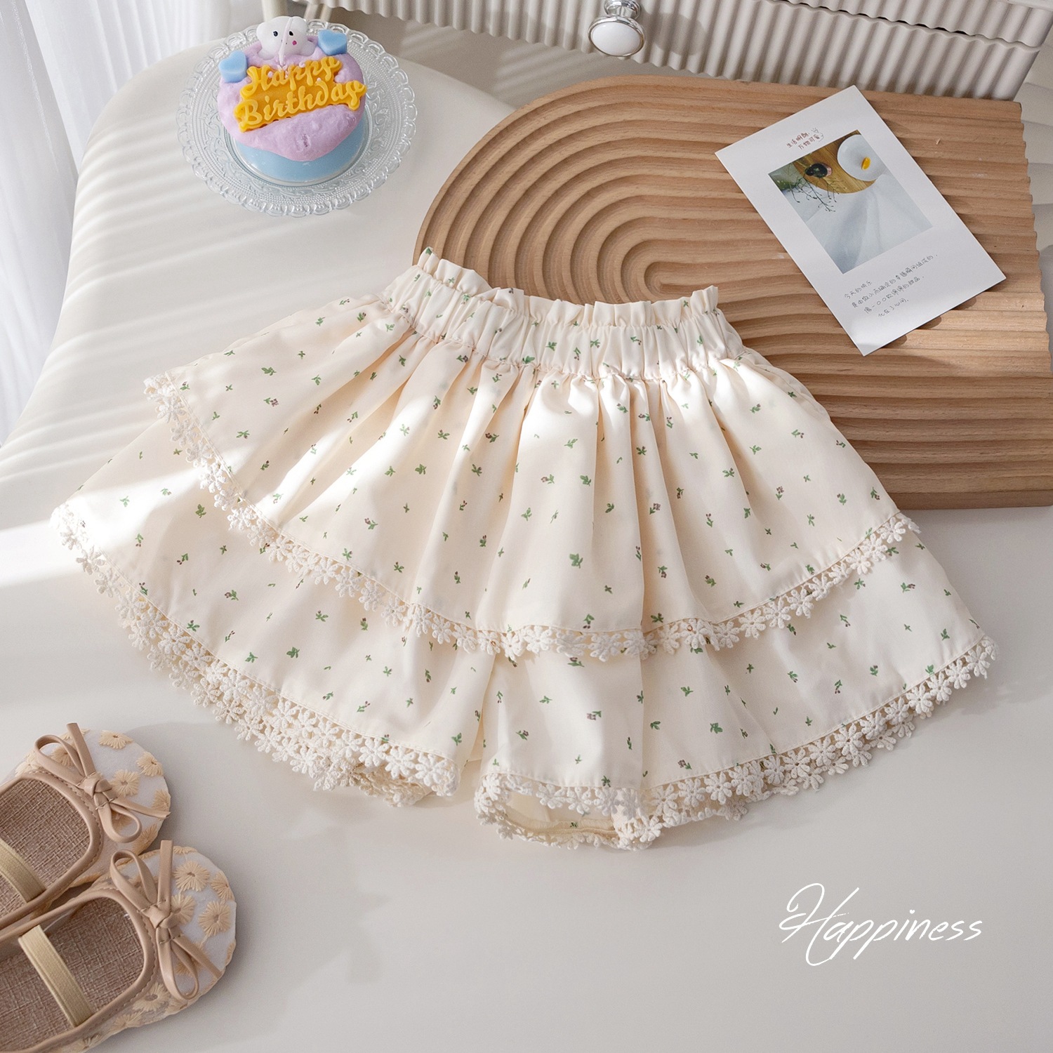 Girls Floral Shorts Korean Style Lace Casual Pants 2025 Summer New Baby Hot Pants Summer Pants Skirt