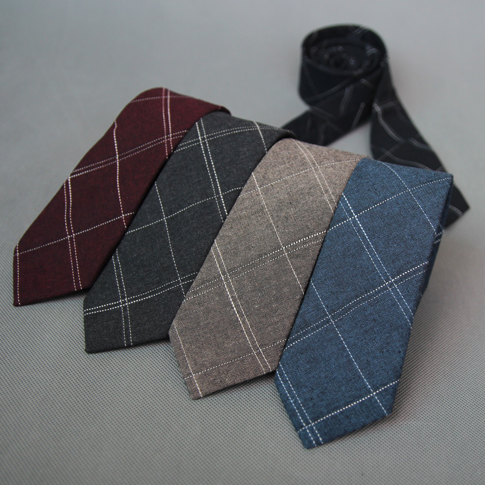 Men's Cotton Korean Casual Narrow 6cm Tie Bridegroom Wedding Striped Dress Business Professional Tie