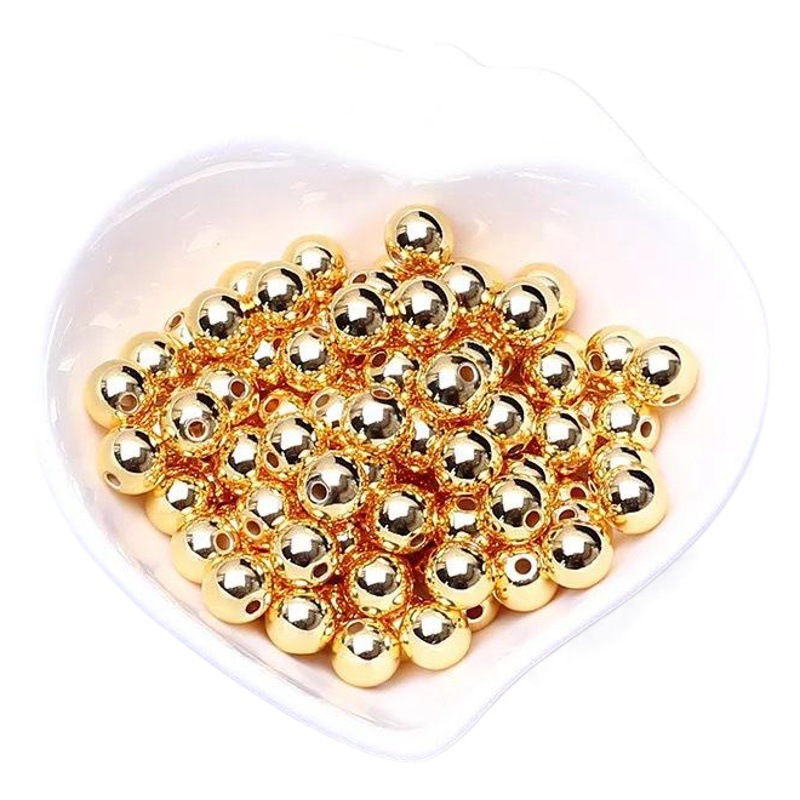 Picture of Color preserving 14k gold beaded smooth solid copper beads bracelet accessories diy hand necklace beaded material small gold beads