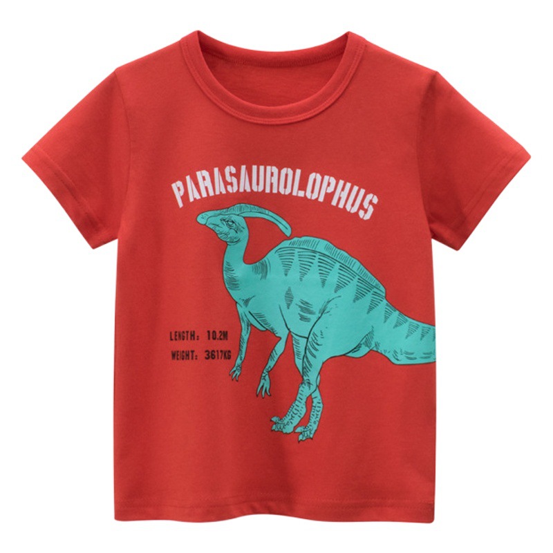 2025 Summer New Kidsren's Clothing Wholesale K-Style Kidsren's Short-Sleeved T-Shirt Bottoming Shirt Boy Baby Clothes Dinosaur Cartoon