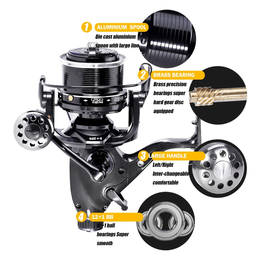 Samolla Double Brake Spinning Wheel Carp Wheel Long-Range Large Fishing Wheel Export Cross-Border Wholesale Anti-Winding