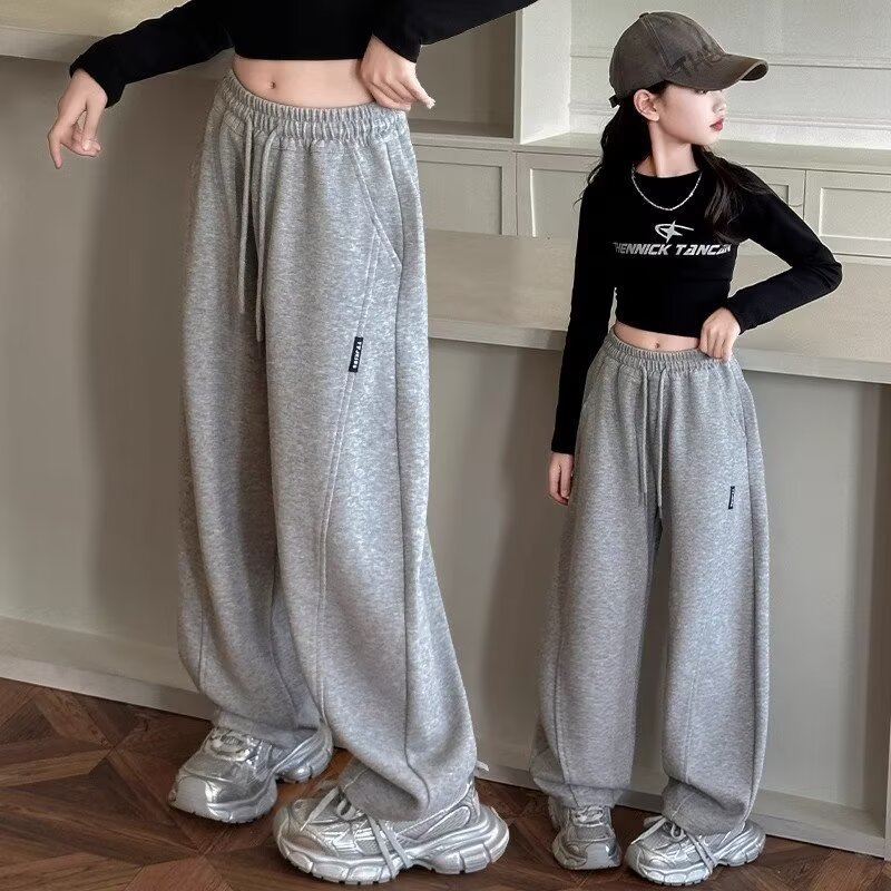 Girls' Sweatpants Autumn and Winter 2024 New Western Style Children's Wide Leg Pants All-match Casual Big Children's Spring and Autumn Sports Banana Pants