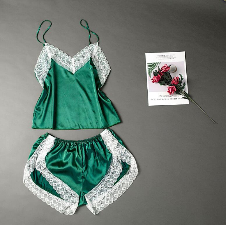 Foreign trade Amazon popular pajamas artificial silk nightgown plus size sexy lingerie nightdress ebay supply European and American 017