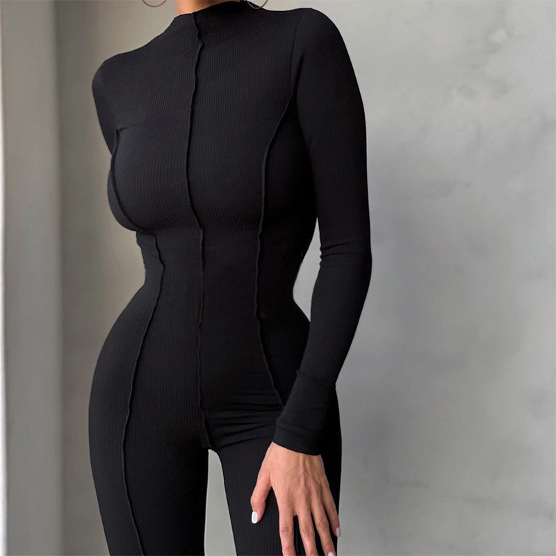 Picture of Amazon AliExpress Cross-border Foreign Trade Explosions Jumpsuit European and American-style Slim-fit Long-sleeved Round Neck High-elastic Women's Jumpsuit