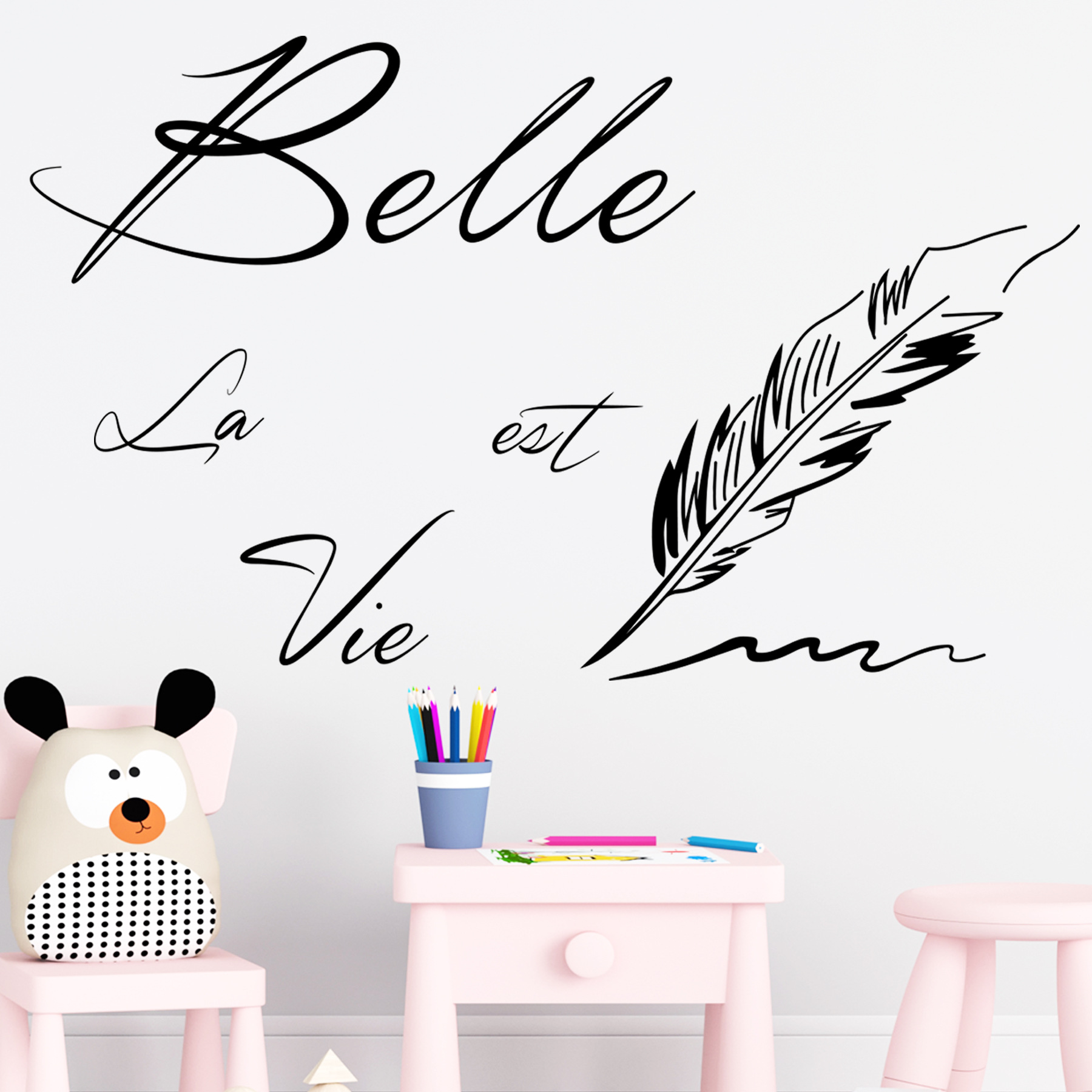 Belle Creative Feather Wall Stickers Living Room Bedroom Sofa Background Decoration Cross Border Removable Sticker PH1767