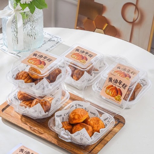 Butter Rice Cake Transparent Lunch Box Puff Mochi Tiramisu Packaging Box Basque Pastry Box Disposable