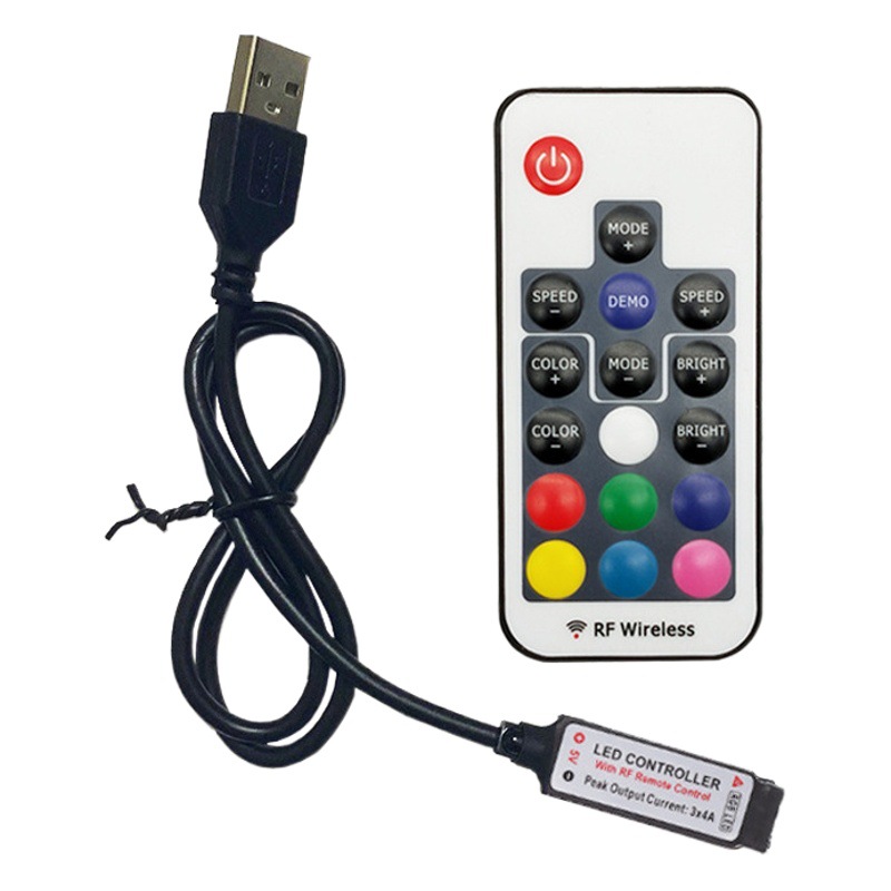 USB Wireless Rf Controller 17 Keys Rgbled Colorful 5V Mini 17 Keys Rf Smart Dimmer Remote Control