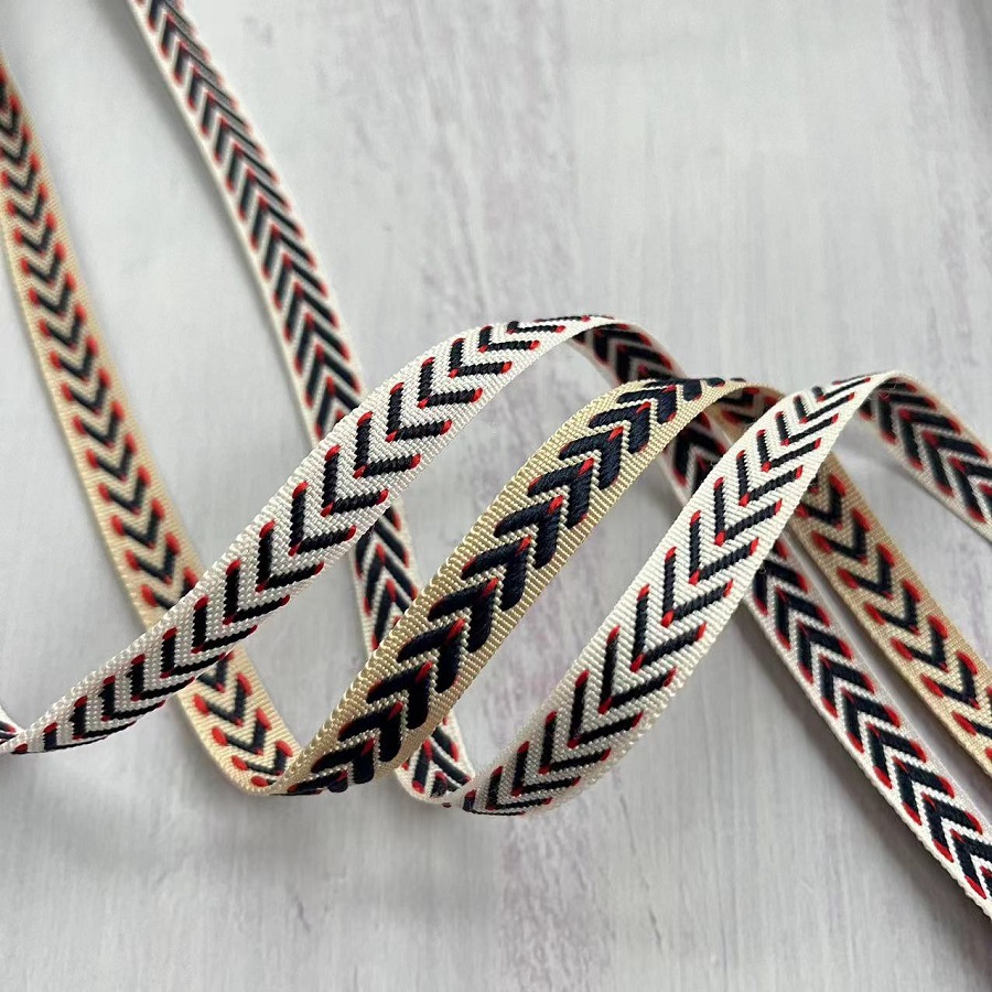 National jacquard ribbon white bottom arrow graphic clothing bag accessories AH-2837 width 1CM