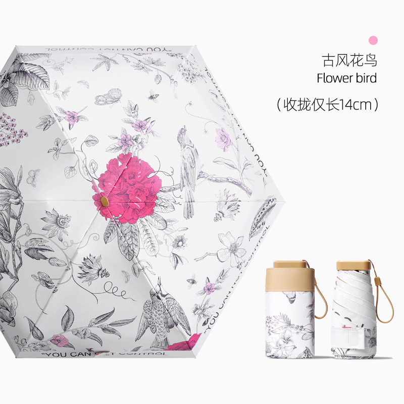 Picture of 14CM 60% Fold Mini Pocket Sun Umbrella Sunscreen Umbrella Women's Sunny and Rainy Umbrella Small Portable Custom