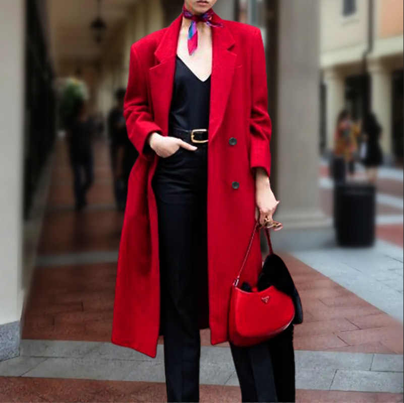 Picture of Export Womens Overcoat European and American Autumn and Winter Fashionable Coats Paris Street Shooting Elegant Woolen Windbreaker