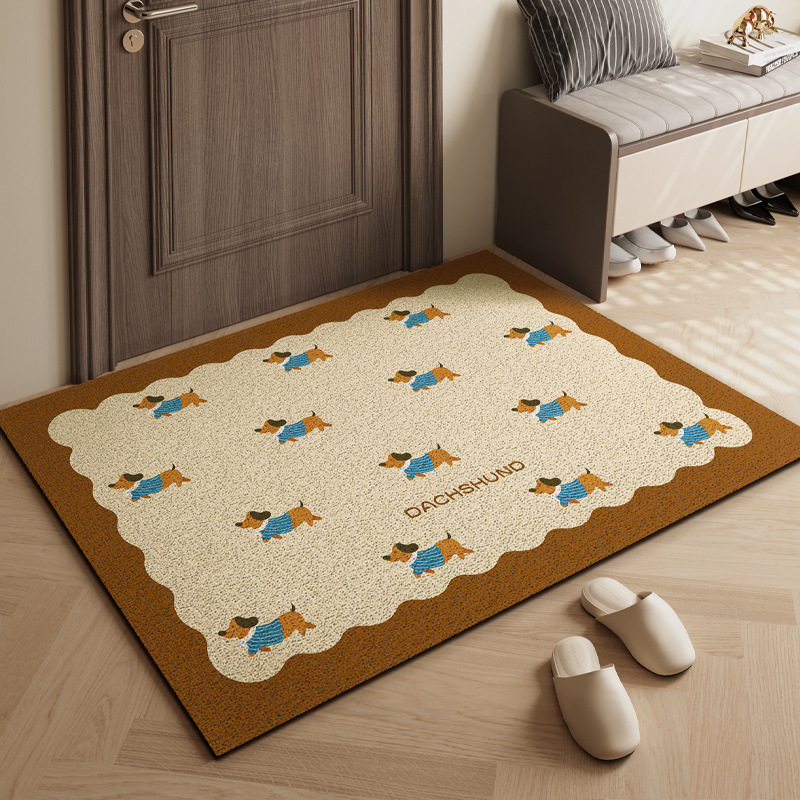 Maillard Entrance Door Silk Circle Floor Mat Can Be Cut into Cartoon Door Entrance Scraping Mud and Soil pvc Non-slip Floor Mat