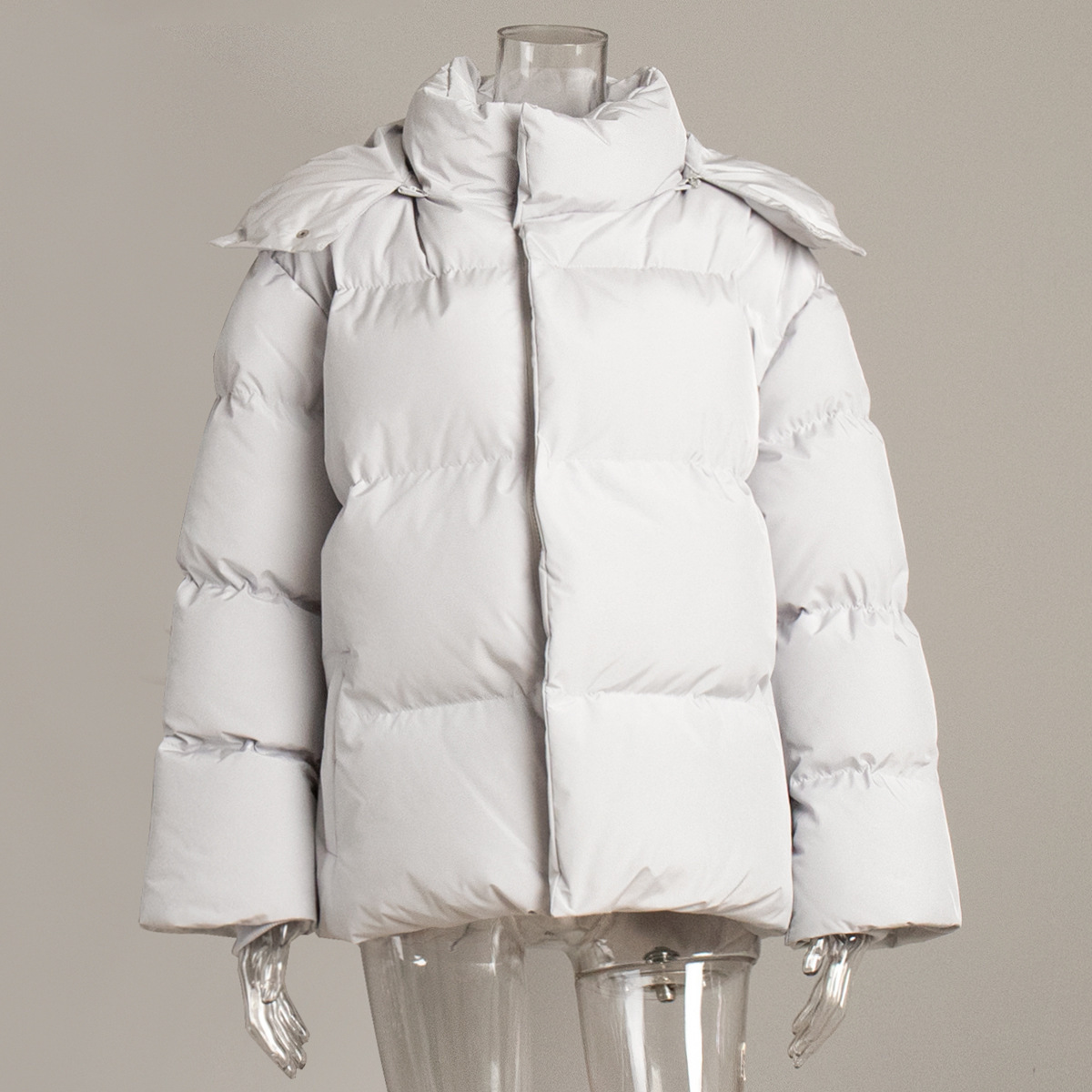 Picture of Cross-Border Cotton Outwear for Women 2025 Winter European and American New Cotton Jacket Loose Cotton Outwear Pure Color Hooded Cotton Outwear