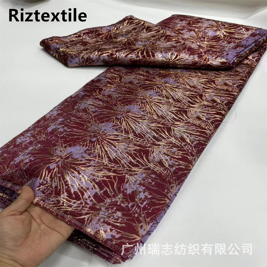 Picture of Bronze Brown Dark Pattern Retro Smooth Soft Cheongsam Jacquard Fabric dress Ceremony Fashion Designer Embroidered Cloth