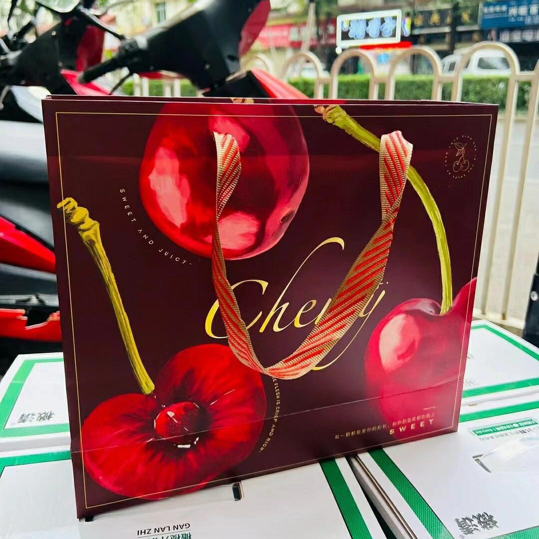 Cherry handbag packaging bag portable high-end bronzing 1.50 kg-2.50 kg large cherry cherries gift bag wholesale