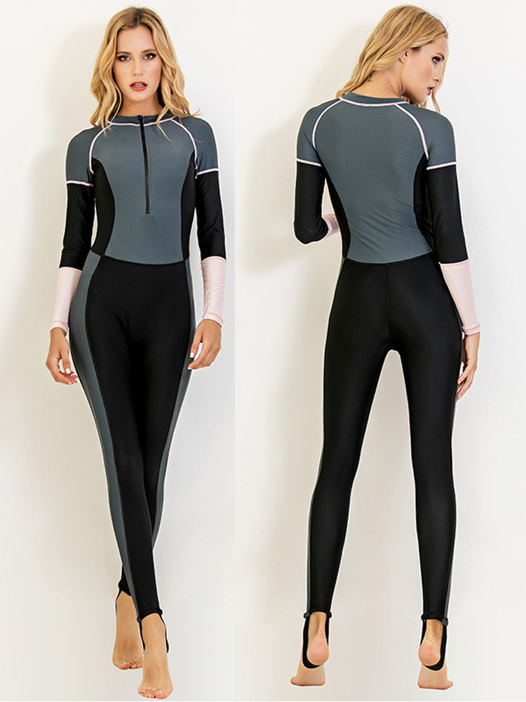 Cross-border Sharba thin women's one-piece diving suit long sleeve sun protection swimsuit jellyfish suit swimming snorkeling surfing suit