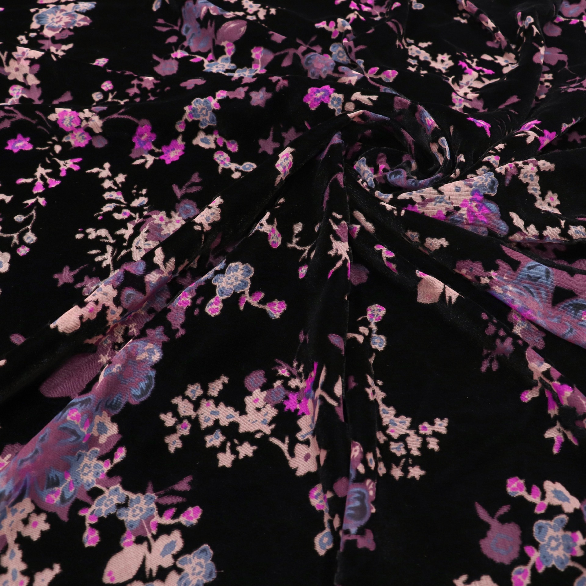 Picture of Factory Wholesale Woven Velvet Brocade Viscose Printed Burnt Flower Velvet Fabric Nightgown Dress Cheongsam
