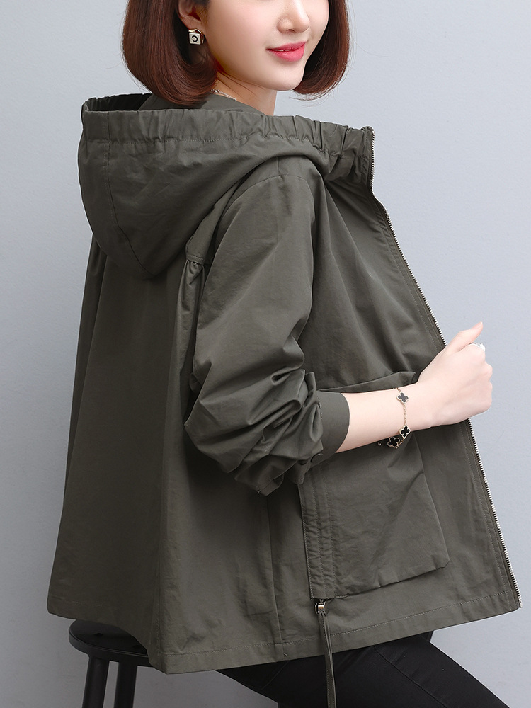 Mom Hooded Jacket Women's Short Spring and Autumn 2024 New Explosions High-end Sense Top Casual Loose Jacket