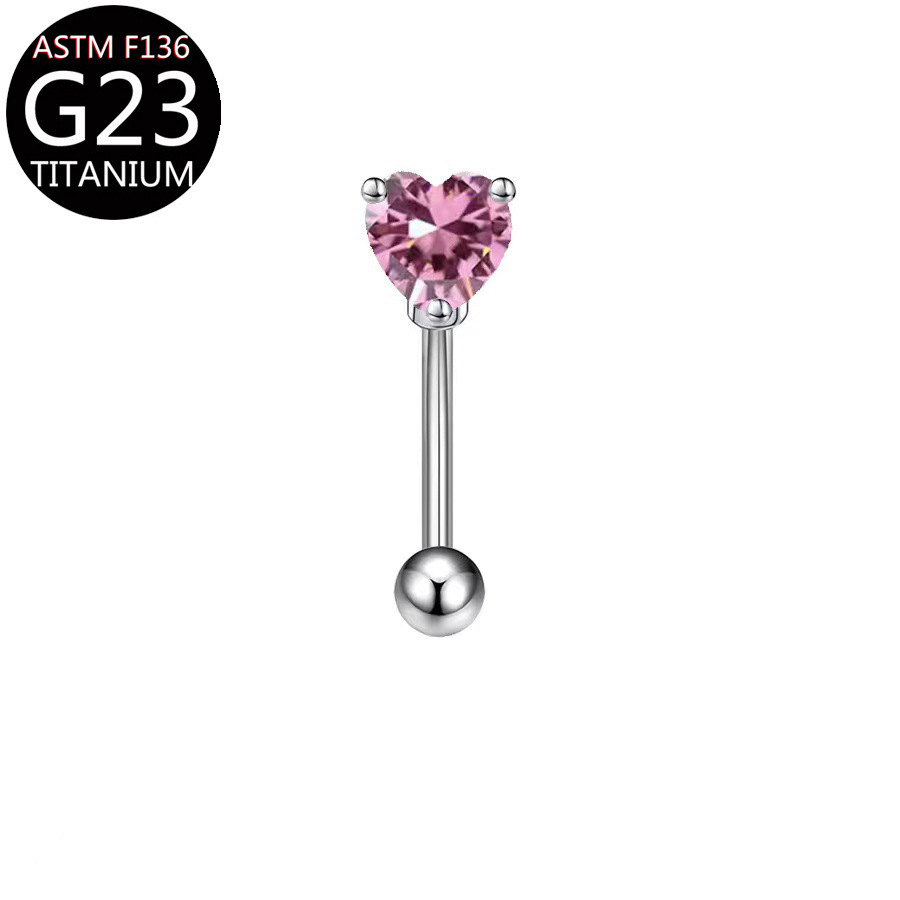 Picture of F136 Titanium Alloy Eyebrow Nail Heart-Shaped Inlaid Zircon Moon Flower Eyebrow Nail G23 Piercing Goods Wholesale