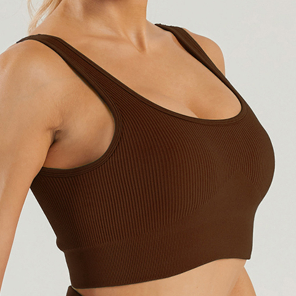 Picture of Nylon Summer Seamless Knitted High Elastic Sports Underwear U Square Collar Beautiful Back Yoga Sports Trousers Fitness suit Women