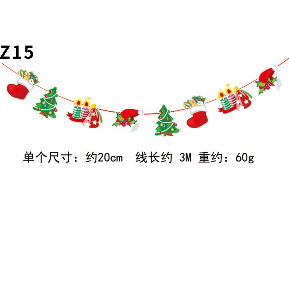 Picture of Christmas Decorations Christmas Pull Flag Hanging Flag Holiday Banner Party Decoration Paper Cartoon Christmas Pull Flower String Flag