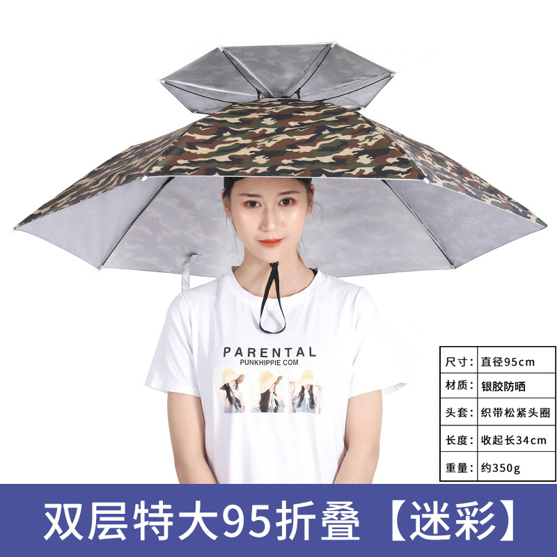 Picture of Large wholesale double-layer wind-resistant sturdy umbrella cap large folding dual-use sturdy sunshade umbrella custom advertising